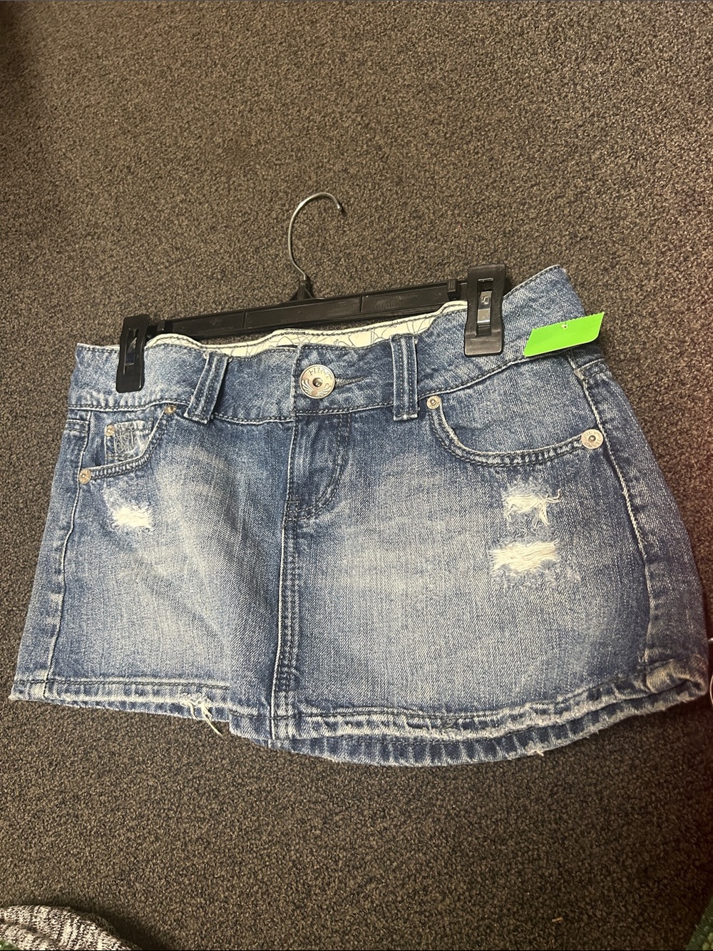 Distressed Light Blue Denim Mini Skirt